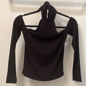 LF Emma & Sam Black Turtleneck Long-Sleeved Cropped Top - Sz XS